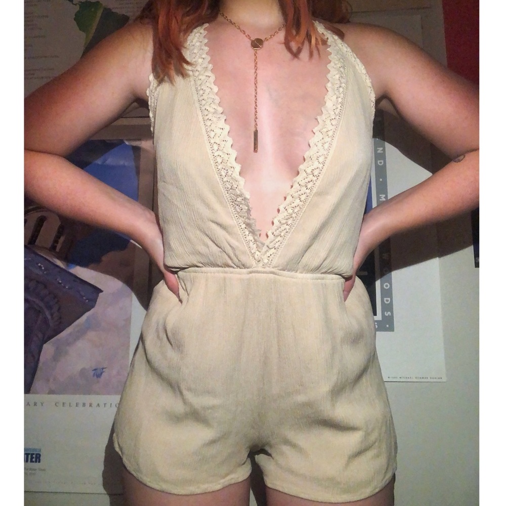 Cream Backless Romper